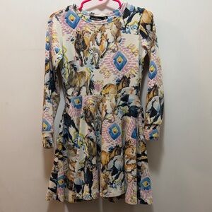 Rock Your Kid Multicolor Horse Print Long Sleeve Dress Size 5 With Pockets